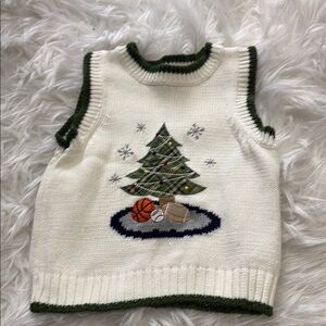 Greendog Kids Sweater Vest - Cream and green